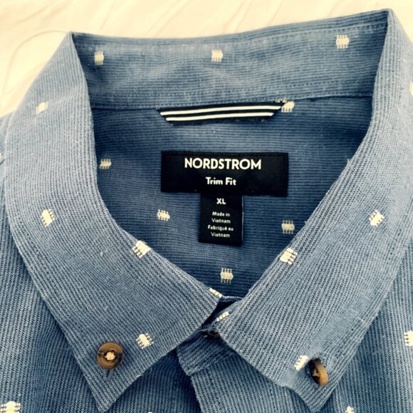 NORDSTROM 2 Mens Button Down Long Sleeve Shirt Sz XL Trim Fit - Picture 5 of 10